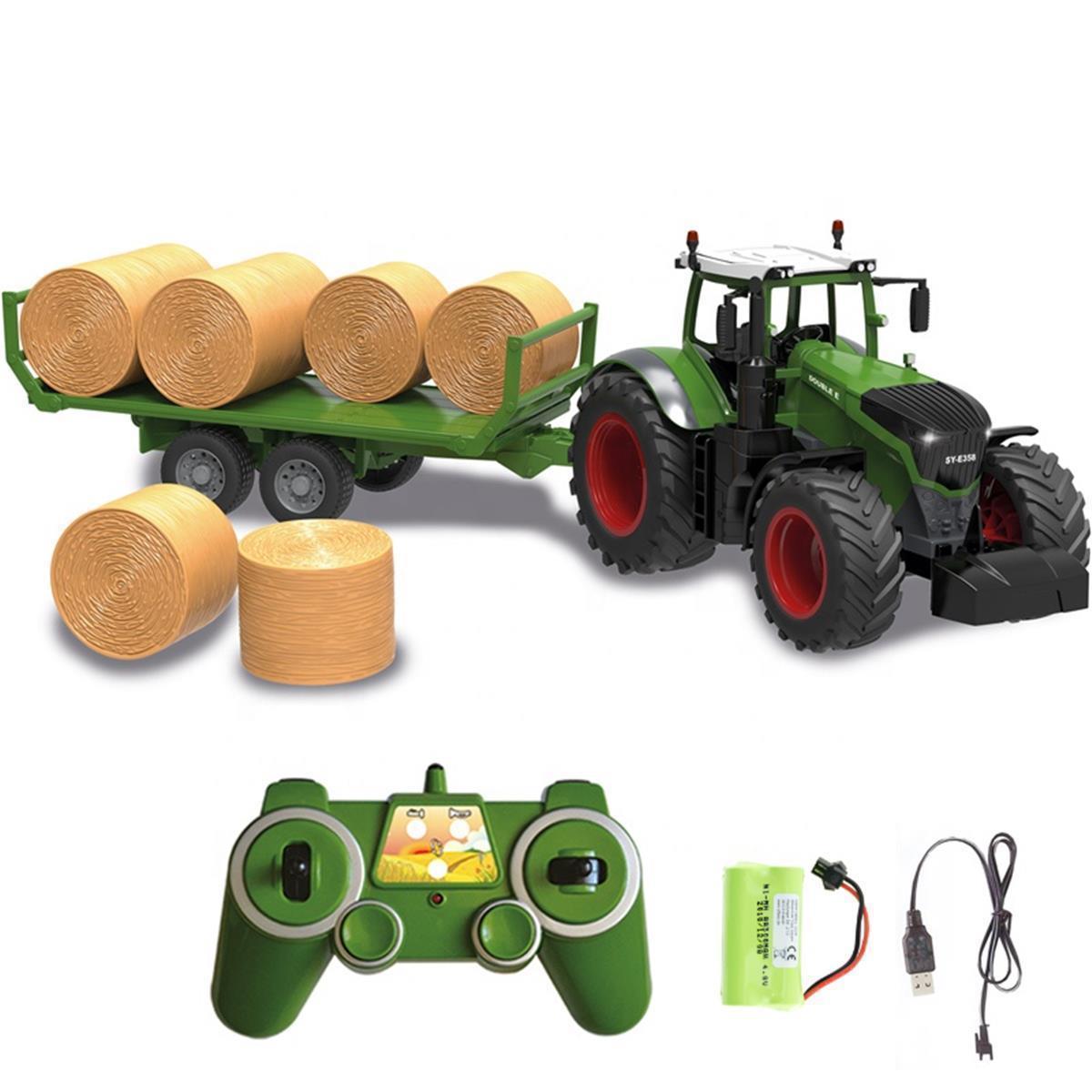 efaso RC Traktor mit Heuwagen 100% RTR ferngesteuertes Fahrzeug  Landwirtschaft Traktor RC Trecker ferngesteuert Licht und Sound